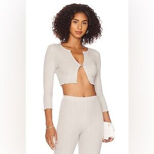 Tularosa Olivia‎ Owen Pointelle Knit Matching Set Cardigan Flare Pants Sz XS New